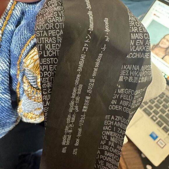 ZARA Womens Jrans 4 Distressed Ripped Wide Leg Blue Streetwear Denim - Picture 7 of 8